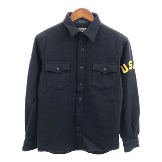 ポロラルフローレン(POLO RALPH LAUREN)のPOLO JEANS ポロジーンズ ミリタリー ウールシャツ ネイビー (メンズ M) 中古 古着 Q1714(シャツ)