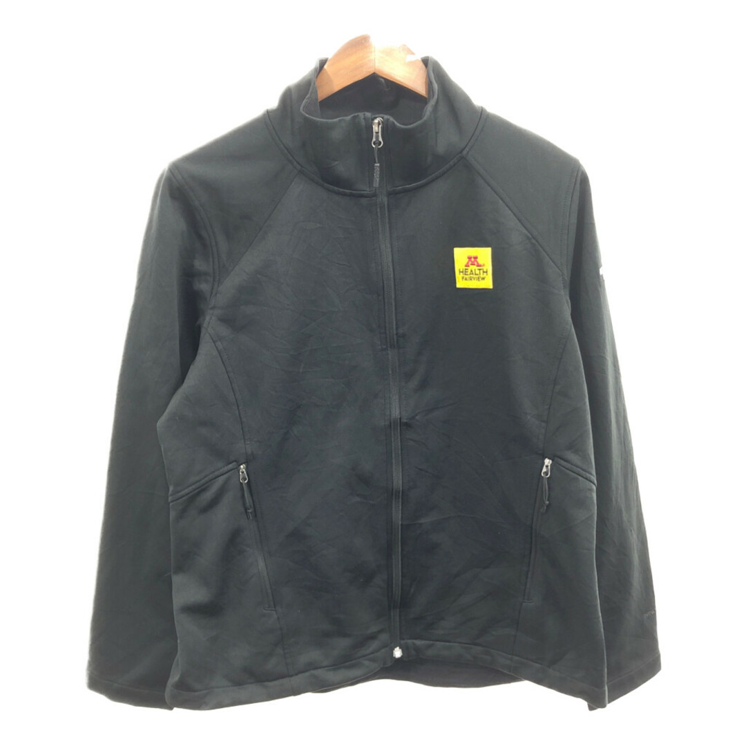 THE NORTH FACE(ザノースフェイス)のTHE NORTH FACE ノースフェイス 企業ロゴ ソフトシェルジャケット アウトドア WINDWALL ブラック (レディース XL) 中古 古着 Q1722 レディースのジャケット/アウター(その他)の商品写真