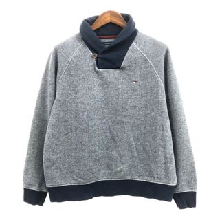 トミーヒルフィガー(TOMMY HILFIGER)のTOMMY HILFIGER トミーヒルフィガー ショールカラー スウェット ラグランスリーブ ブルー (メンズ L) 中古 古着 Q1737(スウェット)