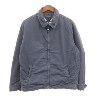 トミーヒルフィガー(TOMMY HILFIGER)のTOMMY HILFIGER トミーヒルフィガー スイングトップ ジャケット 大きいサイズ ワンポイントロゴ ネイビー (メンズ XXL) 中古 古着 Q1761(その他)