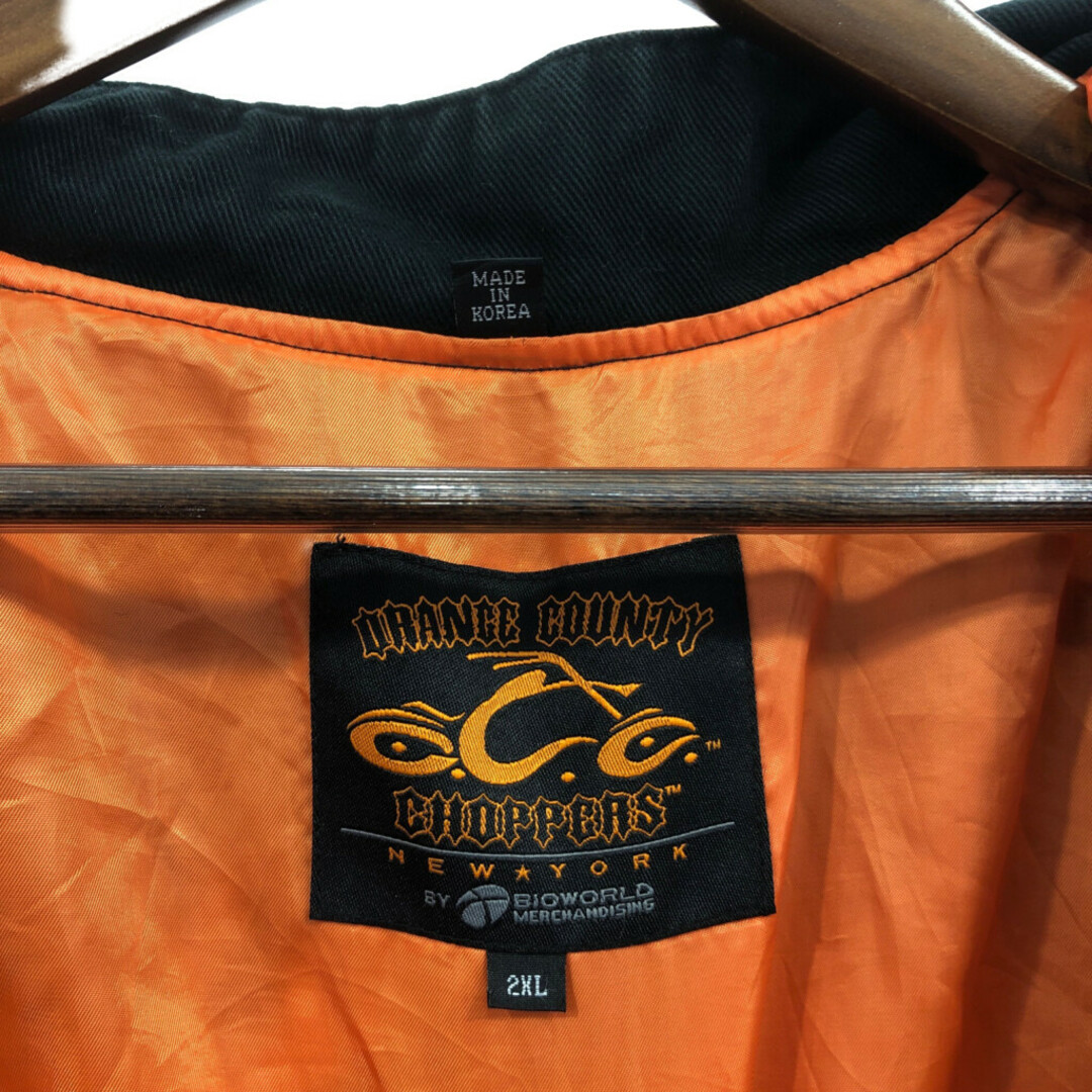 ORANGE COUNTY CHOPPERS コットン レーシングジャケット 大きいサイズ ブラック (メンズ 2XL) 中古 古着 Q1775 メンズのジャケット/アウター(その他)の商品写真