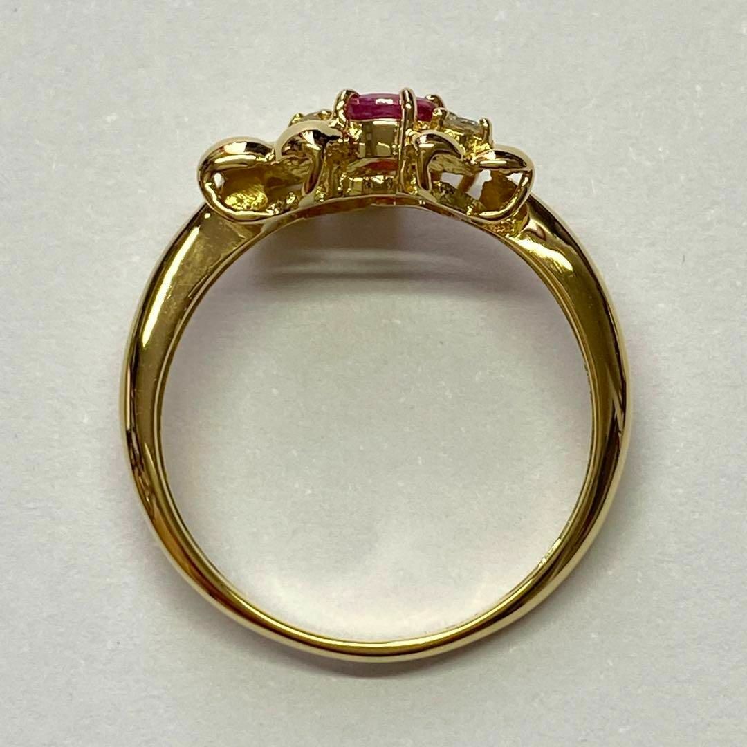 K18　天然ルビーリング　サイズ11号　18金　ダイヤモンド　7月誕生石 レディースのアクセサリー(リング(指輪))の商品写真