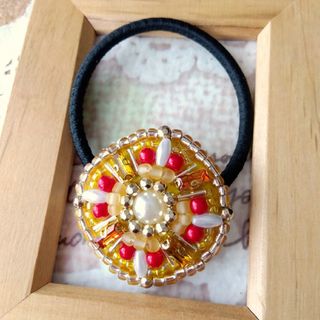 【H-400】ビーズ刺繍ヘアゴム(ヘアアクセサリー)