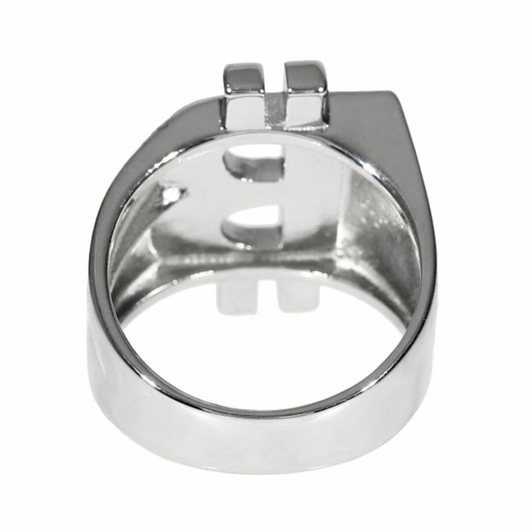 925Silver ビットコイン リング BTC Ring アクセサリー CZダイヤ（キュービック・ジルコニア）シルバー　１８号 メンズのアクセサリー(リング(指輪))の商品写真