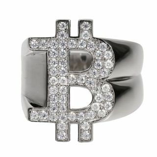 925Silver ビットコイン リング BTC Ring アクセサリー CZダイヤ（キュービック・ジルコニア）シルバー　１８号(リング(指輪))