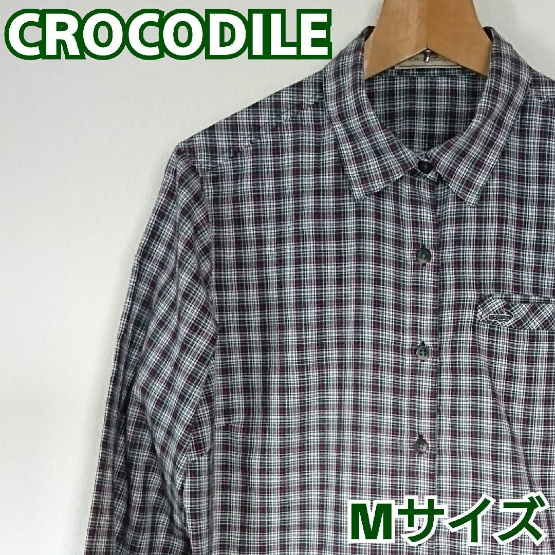 Crocodile(クロコダイル)の【クロコダイル】ブラウス　シャツ　羽織り　長袖　チェック　緑×紺×赤×白　M レディースのトップス(シャツ/ブラウス(長袖/七分))の商品写真