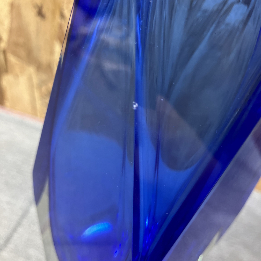 【Nた1218】ムラノガラス ソンメルソ 花瓶 ムラーノ ベネチア 青 花器 【Nた1218】ムラノガラス ソンメルソ 花瓶 ムラーノ ベネチア 青 花器