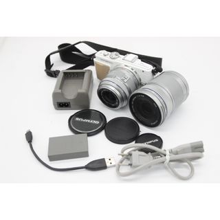 【返品保証】 オリンパス Olympus E-PL5 ホワイト 40-150mm F4-5.6 14-42mm F3.5-5.6 バッテリー チャージャー付き ミラーレス一眼  s7660(デジタル一眼)