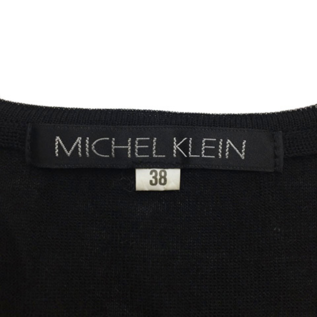 MICHEL KLEIN(ミッシェルクラン)のミッシェルクラン カットソー ニット プルオーバー Vネック 半袖 38 黒 レディースのトップス(カットソー(半袖/袖なし))の商品写真