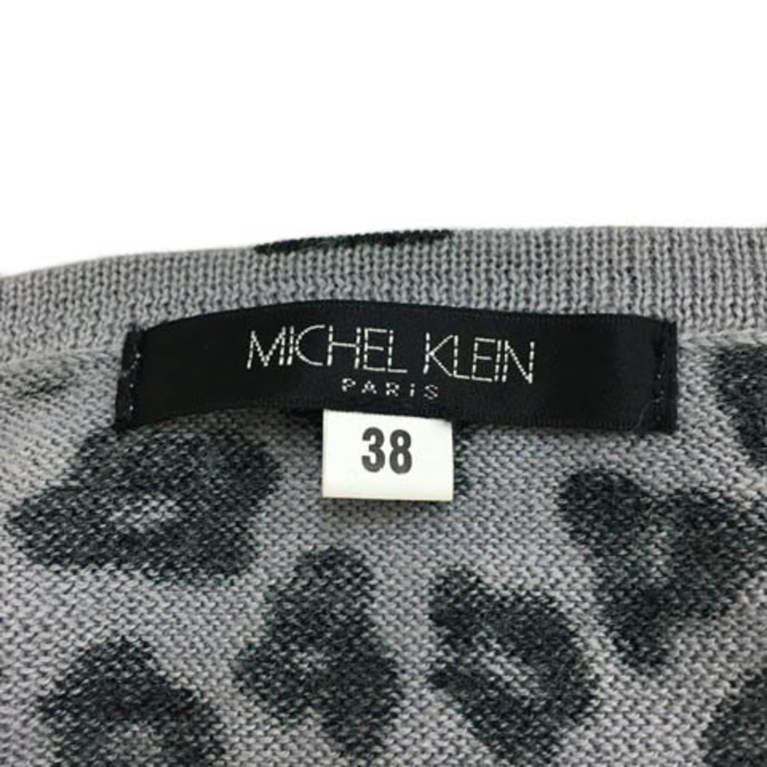 MICHEL KLEIN(ミッシェルクラン)のミッシェルクラン セーター ニット アニマル柄 長袖 38 グレー 黒 レディースのトップス(ニット/セーター)の商品写真