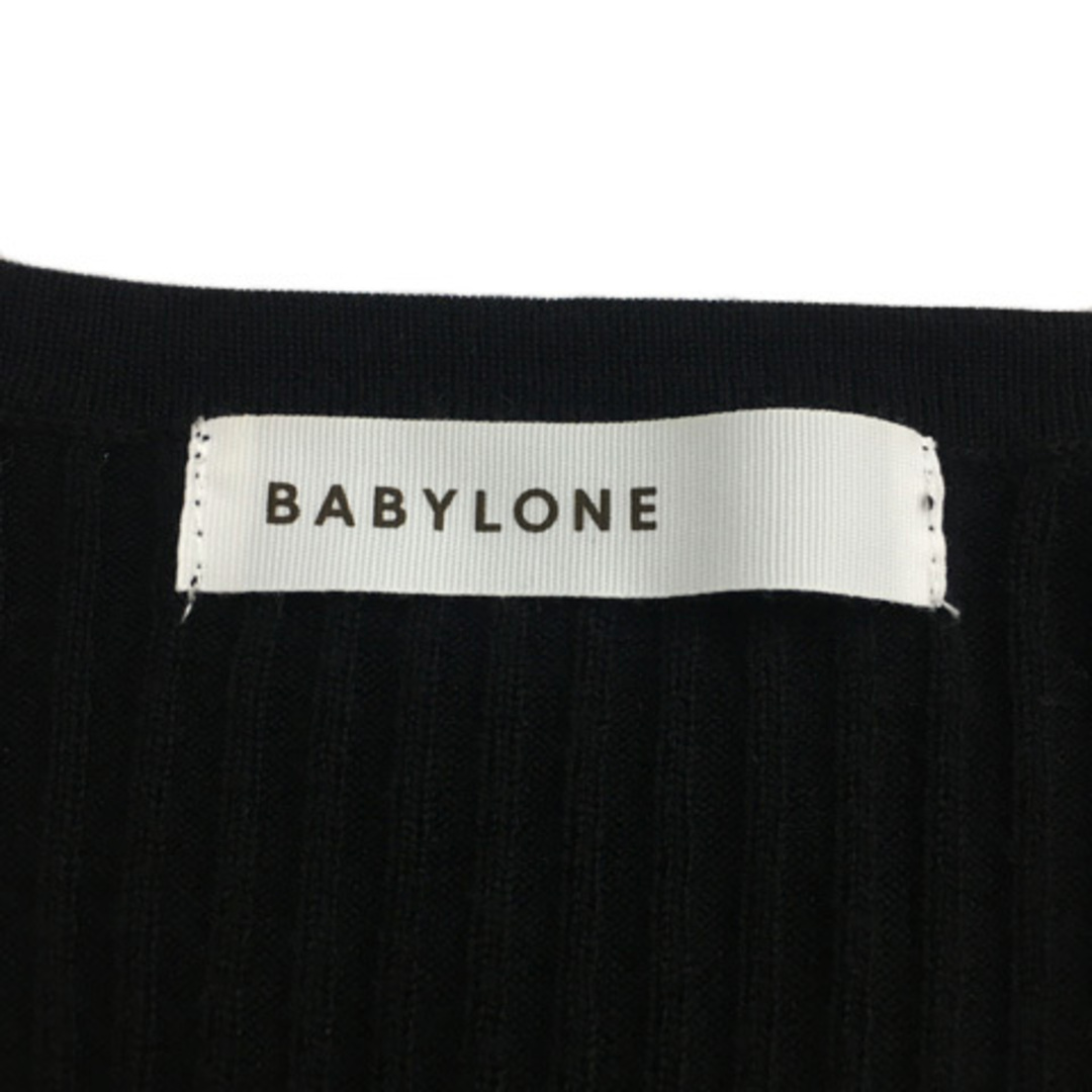 BABYLONE(バビロン)のバビロン カーディガン ニット Vネック リブ ウール 長袖 38 黒 レディースのトップス(カーディガン)の商品写真