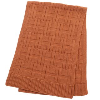 エルメス(Hermes)の極美品●HERMES エルメス カシミヤ100％ H柄編み ショートマフラー オレンジ 箱付き イタリア製 メンズ 秋冬おすすめ◎(マフラー)