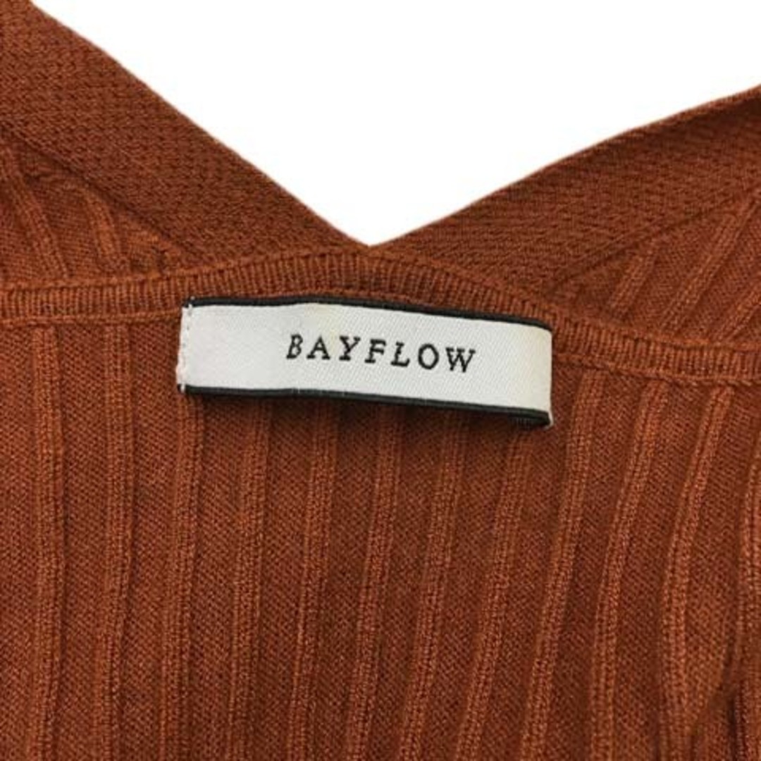 BAYFLOW(ベイフロー)のベイフロー カーディガン ニット ノーカラー 前開き 長袖 F 茶 テラコッタ レディースのトップス(カーディガン)の商品写真