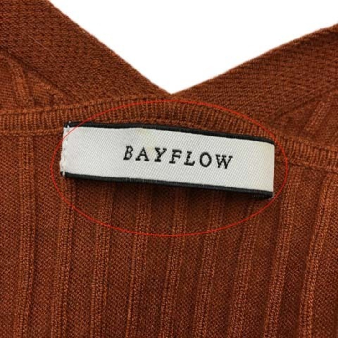 BAYFLOW(ベイフロー)のベイフロー カーディガン ニット ノーカラー 前開き 長袖 F 茶 テラコッタ レディースのトップス(カーディガン)の商品写真