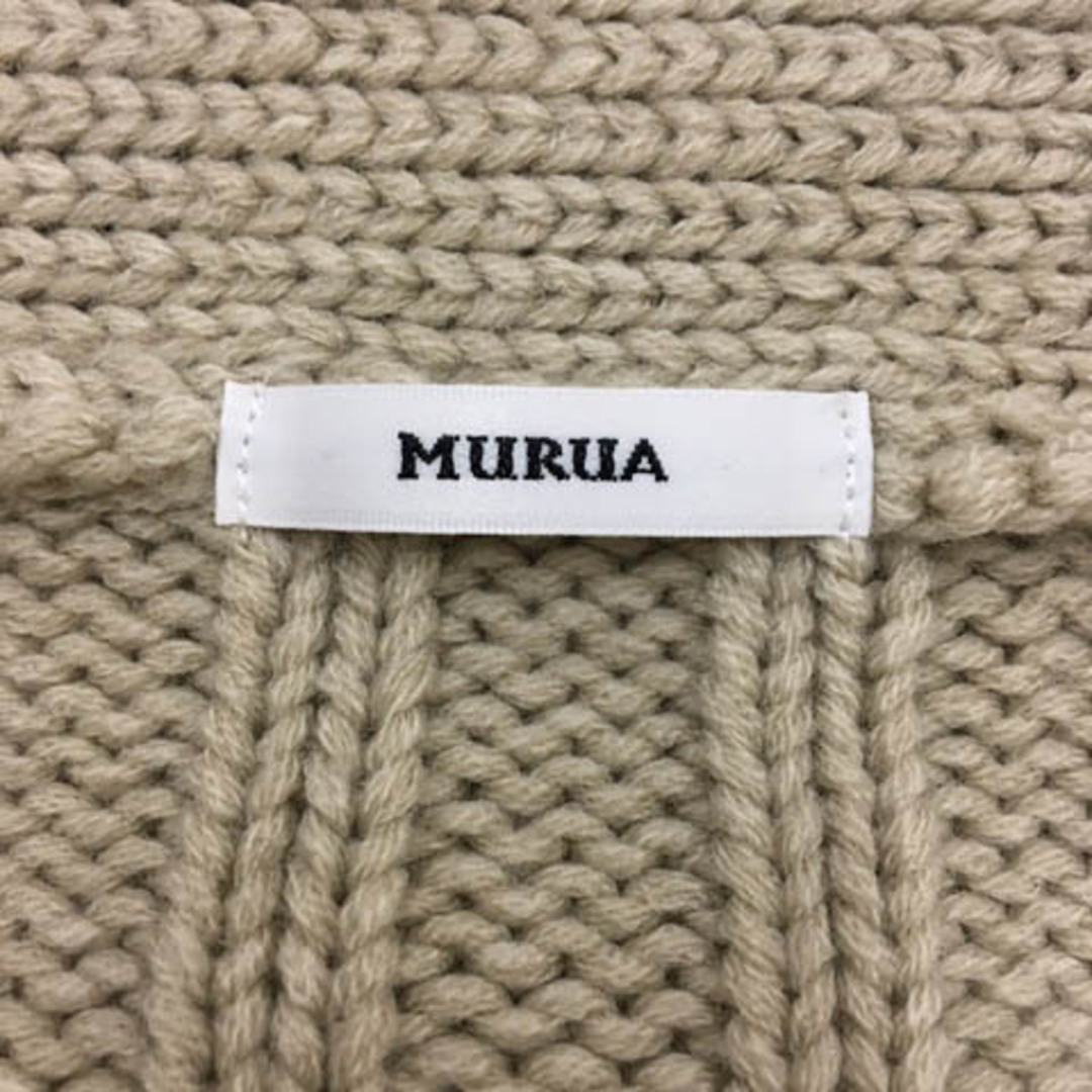 MURUA(ムルーア)のムルーア カーディガン ニット ケーブル編み クロップド 長袖 F ベージュ レディースのトップス(カーディガン)の商品写真