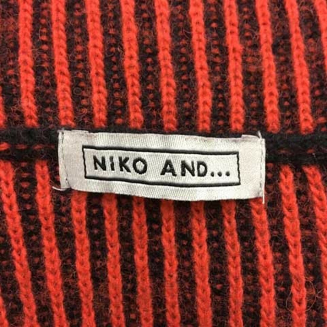 niko and...(ニコアンド)のニコアンド セーター ニット タートル ナイロン ストライプ 長袖 赤 黒 レディースのトップス(ニット/セーター)の商品写真