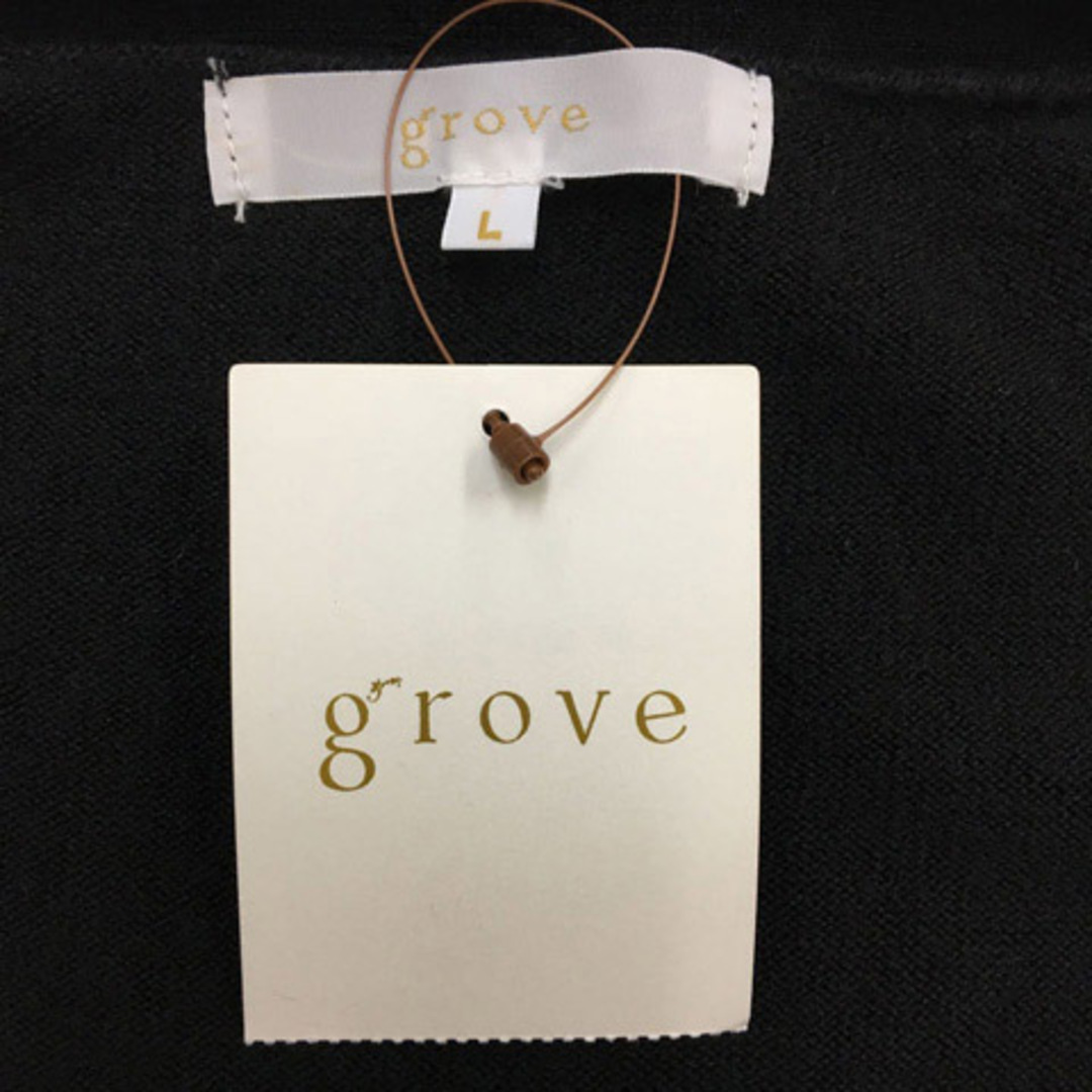 grove(グローブ)のグローブ セーター ニット プルオーバー スクエアネック 無地 長袖 L 黒 レディースのトップス(ニット/セーター)の商品写真