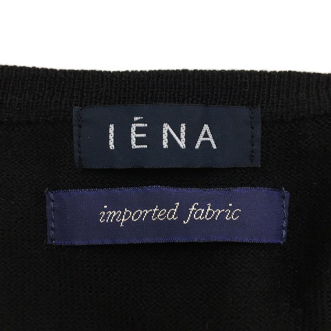 IENA(イエナ)のイエナ セーター ニット プルオーバー Uネック ウール アーガイル 半袖 黒 レディースのトップス(ニット/セーター)の商品写真