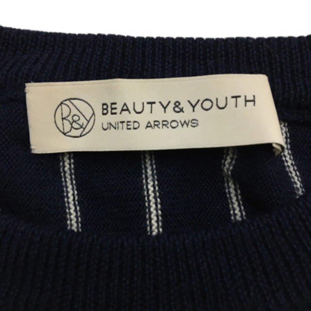 BEAUTY&YOUTH UNITED ARROWS(ビューティアンドユースユナイテッドアローズ)のB&Y ユナイテッドアローズ ビューティー&ユース セーター 長袖 紺 白 レディースのトップス(ニット/セーター)の商品写真