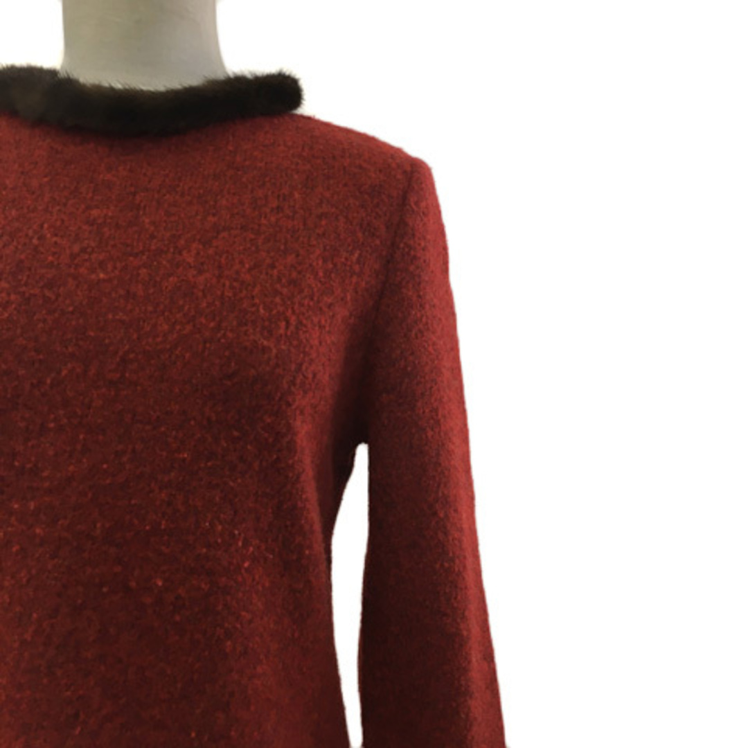 ランチェッティ セーター ニット ファー ウール 無地 長袖 40 赤 レディースのトップス(ニット/セーター)の商品写真