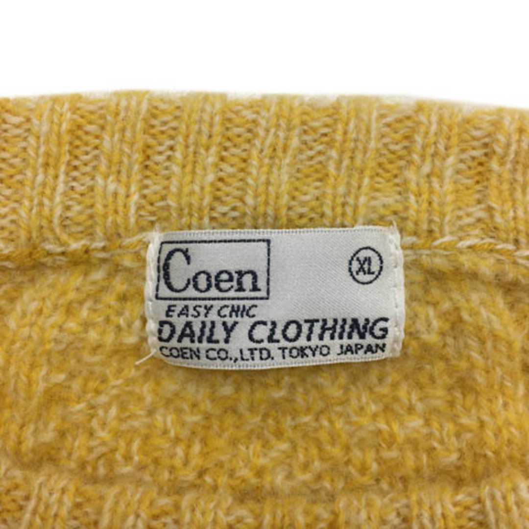 coen(コーエン)のコーエン セーター ニット プルオーバー ウール ケーブル編み 長袖 XL 黄 メンズのトップス(ニット/セーター)の商品写真