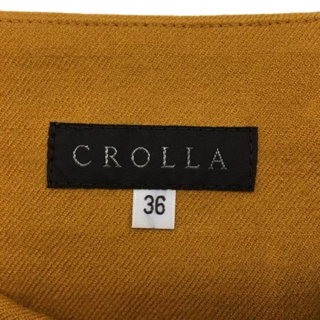 CROLLA(クローラ)のクローラ スカート 台形 ミニ ウール ボックスプリーツ 無地 36 黄 レディースのスカート(ミニスカート)の商品写真