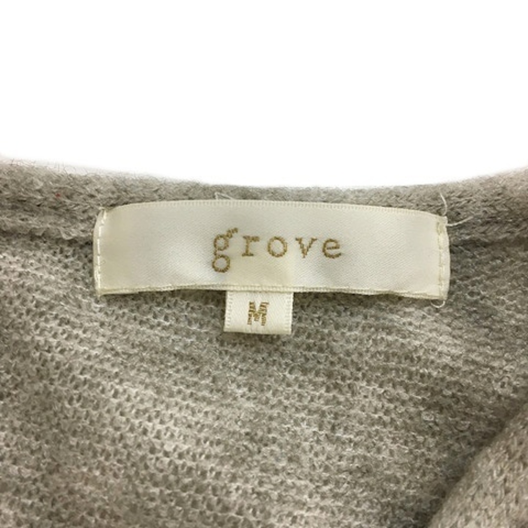 grove(グローブ)のグローブ ワンピース ニット Iライン 膝丈 ストライプ 長袖 M グレー 紺 レディースのワンピース(ひざ丈ワンピース)の商品写真