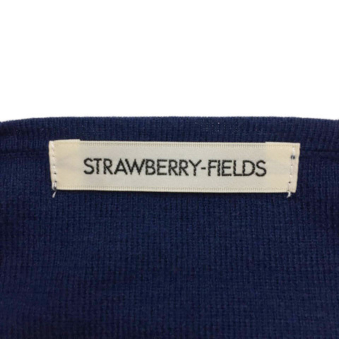 STRAWBERRY-FIELDS(ストロベリーフィールズ)のストロベリーフィールズ セーター ニット フリル リボン 無地 長袖 青 紺 レディースのトップス(ニット/セーター)の商品写真