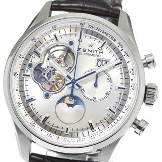 ゼニス(ZENITH)のゼニス ZENITH 03.2160.4047 エルプリメロ クロノマスター オープン ムーンフェイズ デイト 自動巻き メンズ 箱付き_803980(腕時計(アナログ))