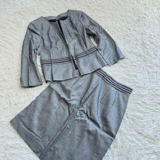 アナイ(ANAYI)のANAYI スカートスーツ セットアップ ノーカラー グレー　セレモニー　S(スーツ)