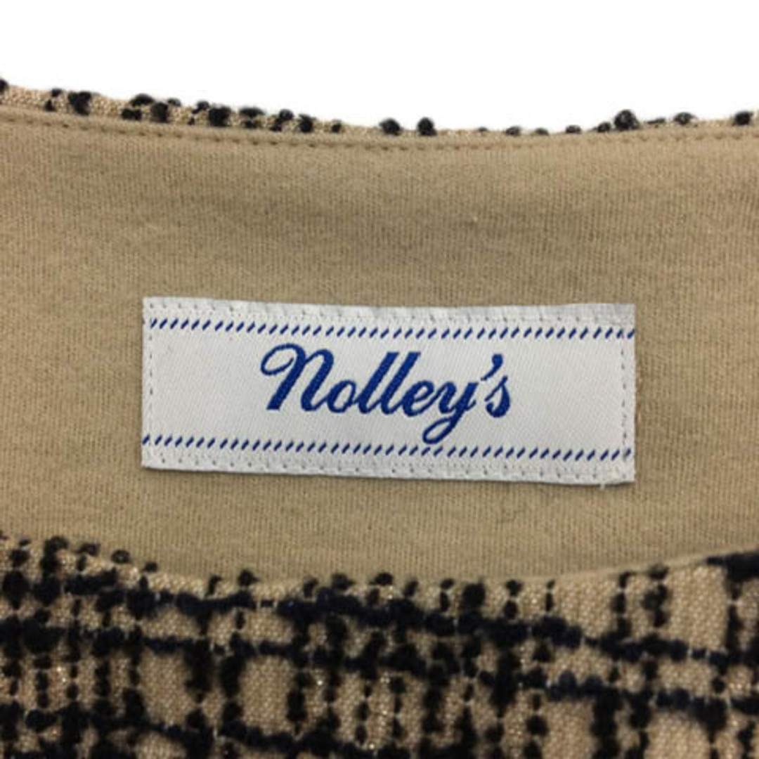 NOLLEY'S(ノーリーズ)のノーリーズ ブラウス カットソー ウール ラメ 長袖 38 ベージュ 黒 レディースのトップス(シャツ/ブラウス(長袖/七分))の商品写真