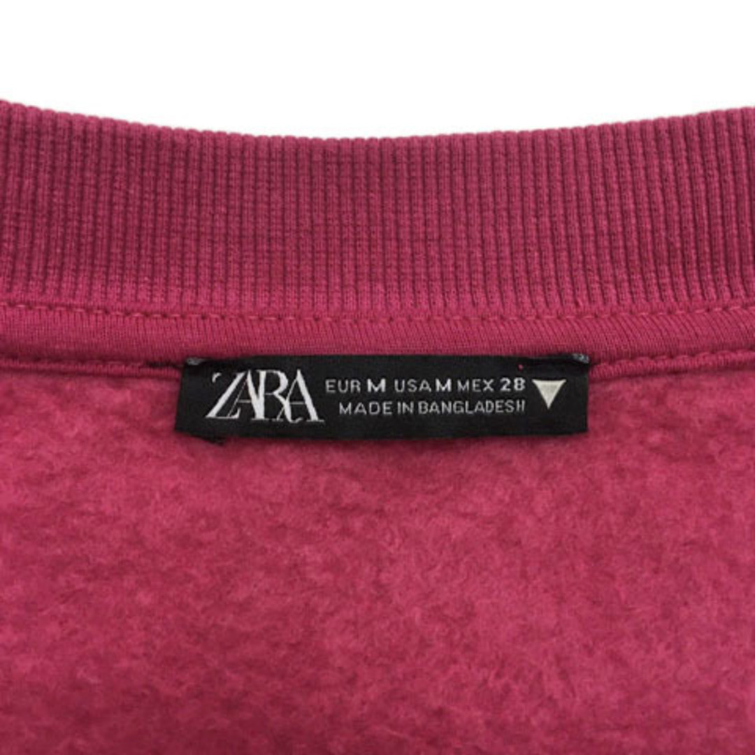 ZARA(ザラ)のザラ トレーナー スウェット 裏起毛 無地 長袖 USA M ピンク 紫 レディースのトップス(トレーナー/スウェット)の商品写真