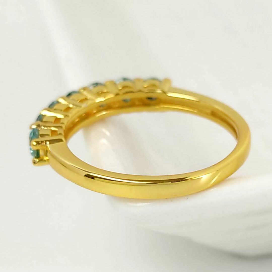 【新品】✨ブルーモアサナイト　リング　サイズ12号　ハーフエタニティ　指輪 レディースのアクセサリー(リング(指輪))の商品写真