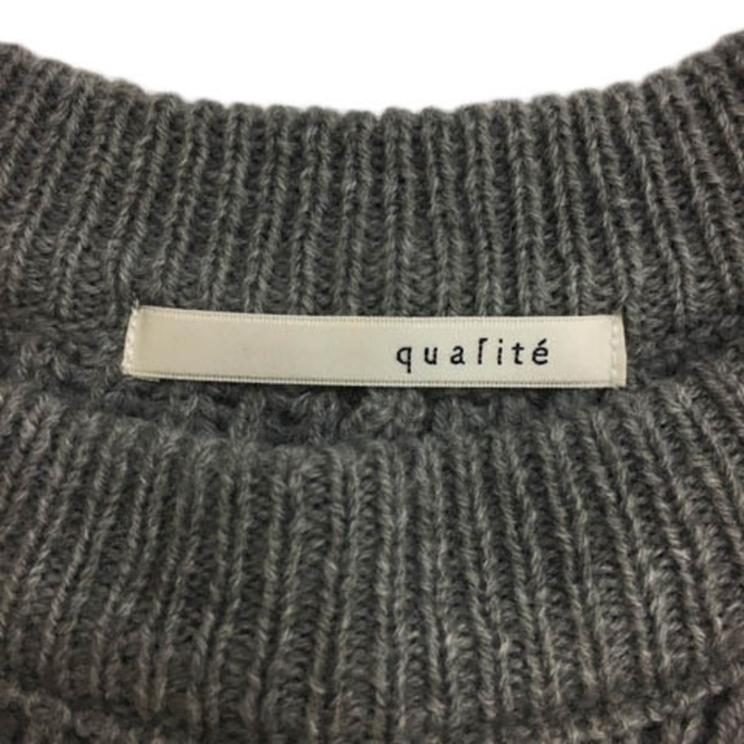 qualite(カリテ)のカリテ セーター ニット プルオーバー 切替 フリル ウール 長袖 F グレー レディースのトップス(ニット/セーター)の商品写真