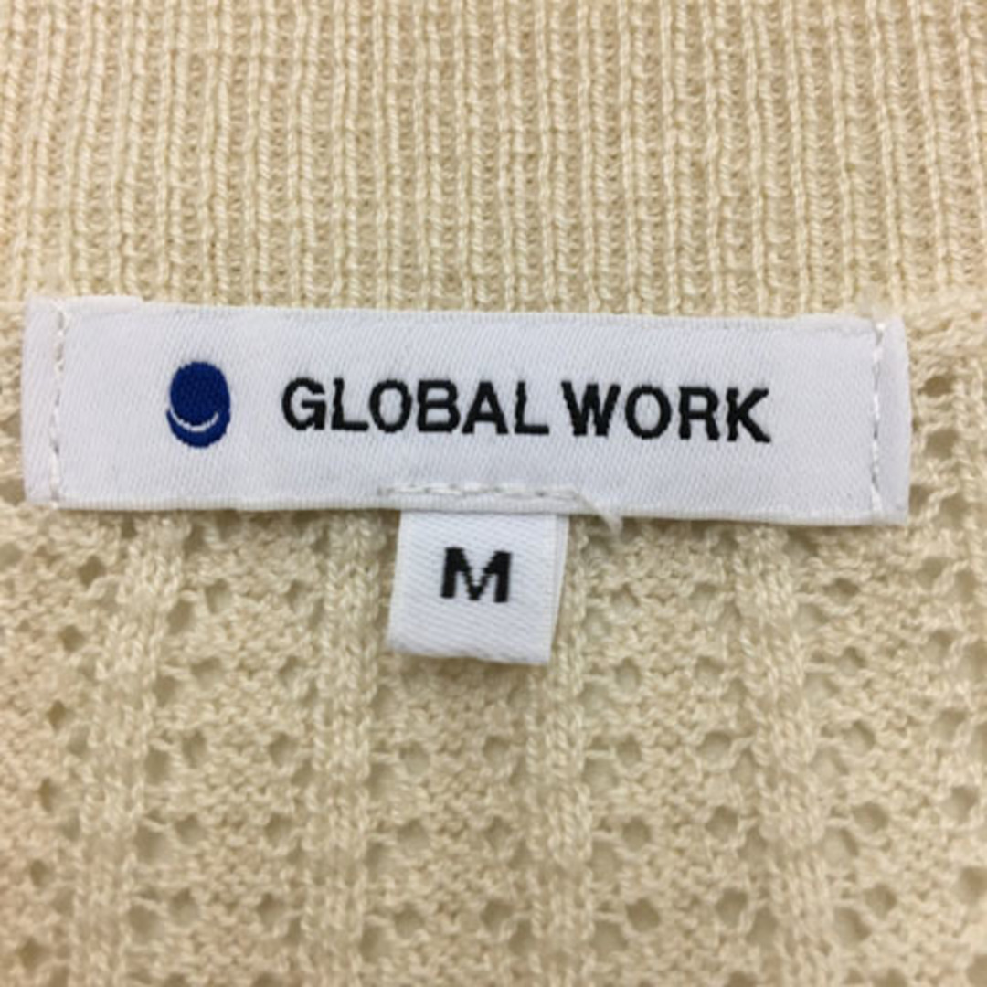 GLOBAL WORK(グローバルワーク)のグローバルワーク カーディガン ニット Vネック 長袖 M 白 ベージュ レディースのトップス(カーディガン)の商品写真