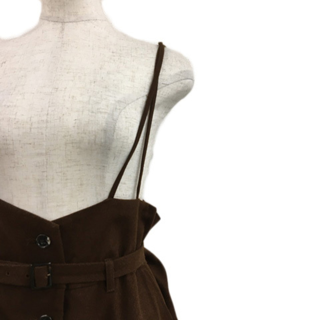 mysty woman(ミスティウーマン)のミスティウーマン ジャンパースカート タイト ロング ベルト付き F 茶 レディースのスカート(ロングスカート)の商品写真