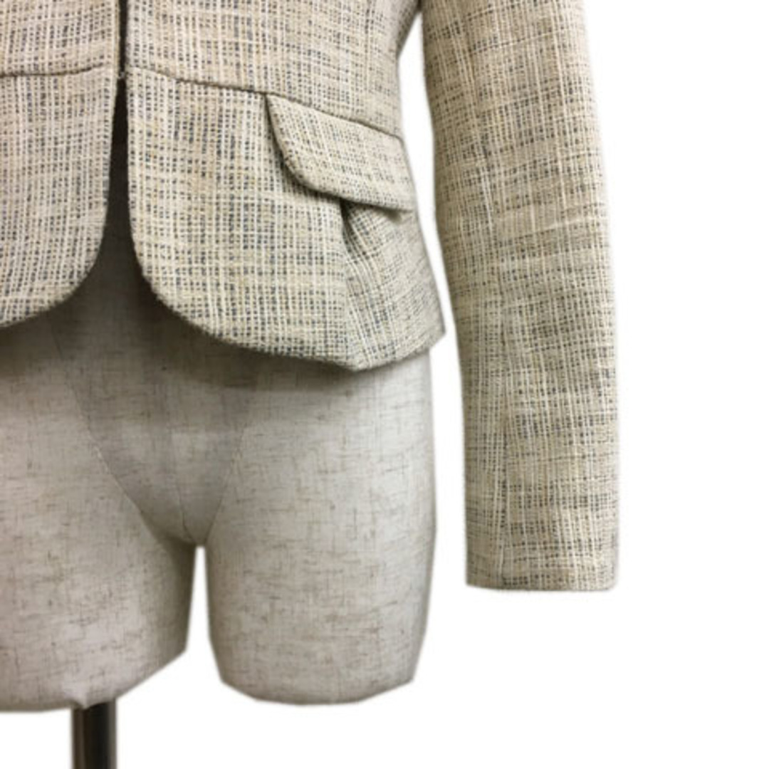 ビームスハート ジャケットノーカラー ツイード調 ラメ 長袖 0 ベージュ 金 レディースのジャケット/アウター(その他)の商品写真