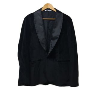 ザラ(ZARA)のザラ ZARA ジャケット テーラード ベロア調 長袖 USA L 黒 銀(テーラードジャケット)