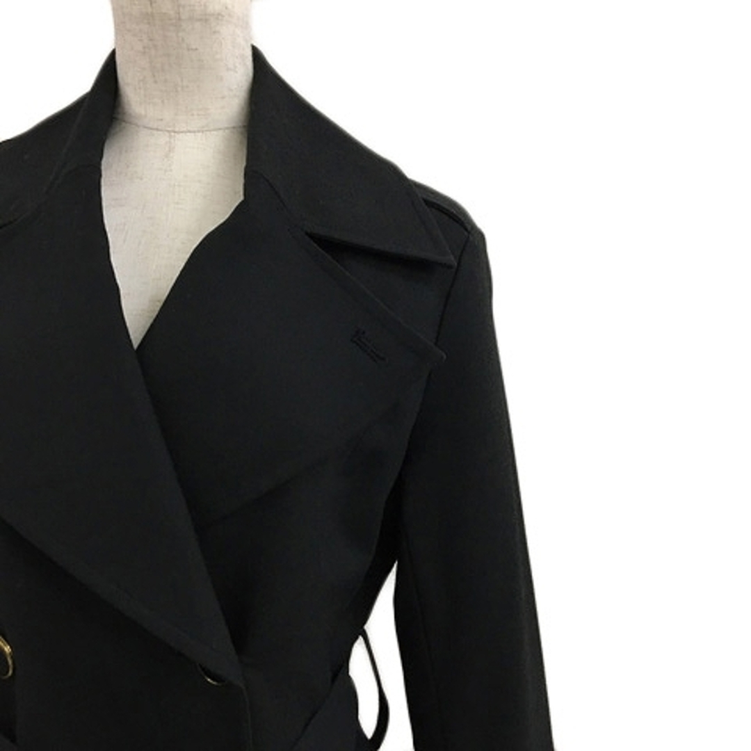 rienda(リエンダ)のリエンダ コート トレンチ Aライン ミドル ダブル リボンベルト S 黒 レディースのジャケット/アウター(トレンチコート)の商品写真