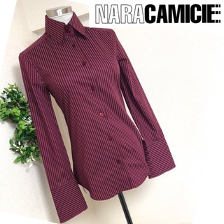 ナラカミーチェ(NARACAMICIE)のナラカミーチェのストライプ美シルエットシャツサイズ0(シャツ/ブラウス(長袖/七分))