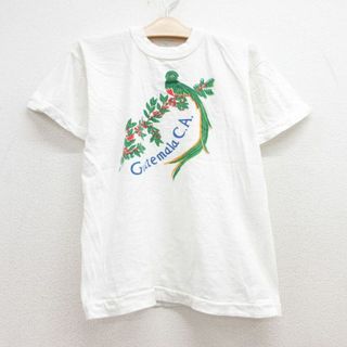 古着 半袖 ビンテージ Tシャツ キッズ ボーイズ 子供服 70年代 70s グァテマラ 鳥 染み込みプリント クルーネック 白 ホワイト 【spe】 23jul18(シャツ/カットソー)