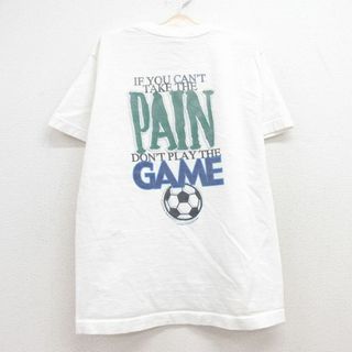 古着 半袖 ビンテージ Tシャツ キッズ ボーイズ 子供服 00年代 00s サッカー コットン クルーネック 白 ホワイト 23jul18(シャツ/カットソー)