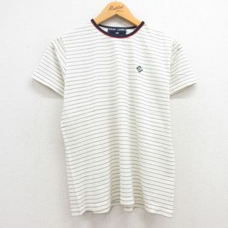 古着 ラルフローレン Ralph Lauren ポロスポーツ 半袖 ブランド Tシャツ レディース ワンポイントロゴ コットン クルーネック 生成り他 ボーダー 23jul19 中古