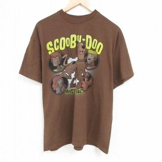 XL★古着 半袖 Tシャツ メンズ アニメ スクービードゥー シャギー フレッド ダフネ ヴェルマ 大きいサイズ コットン クルーネック こげ茶 ブラウン 23jul17 中古(Tシャツ/カットソー(半袖/袖なし))