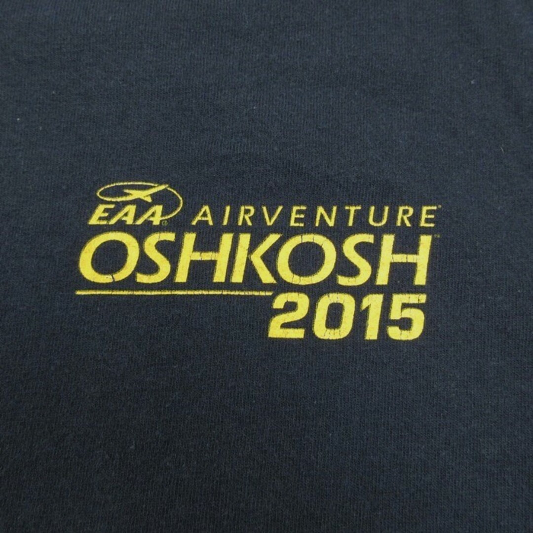 OshKosh(オシュコシュ)のXL★古着 半袖 Tシャツ メンズ オシュコシュ OSHKOSH EAA エアーベンチャー ヘリコプター 飛行機 コットン クルーネック USA製 濃紺 ネイビー 23jul20 中古 メンズのトップス(Tシャツ/カットソー(半袖/袖なし))の商品写真