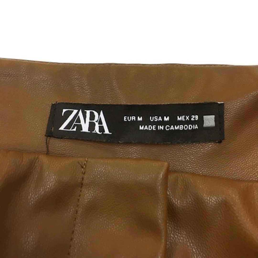 ZARA(ザラ)のZARA パンツ テーパード ロング フェイクレザー USA M 茶 レディースのパンツ(その他)の商品写真