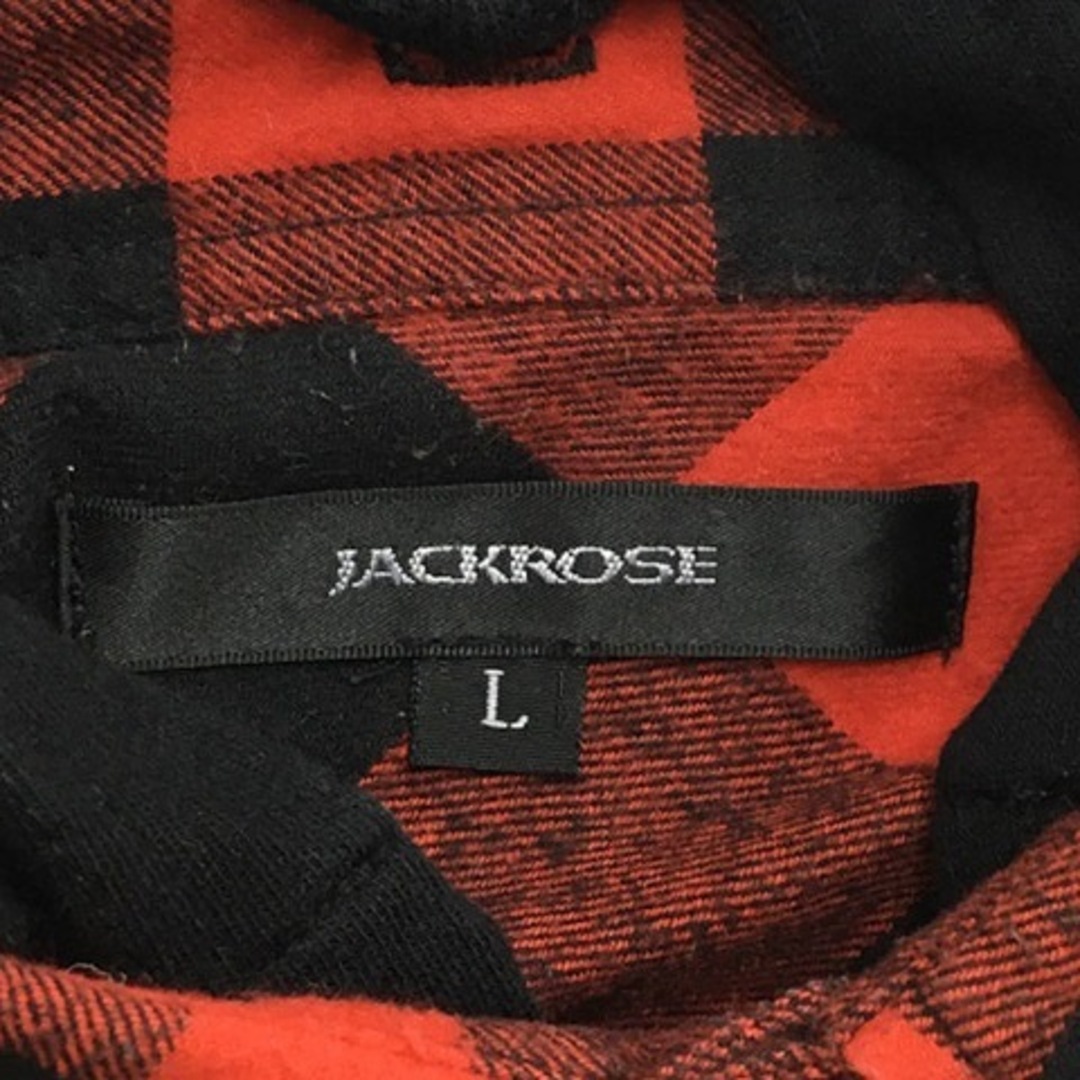 JACKROSE(ジャックローズ)のジャックローズ ネルシャツ カジュアル チェック フード 長袖 L 赤 黒 メンズのトップス(シャツ)の商品写真