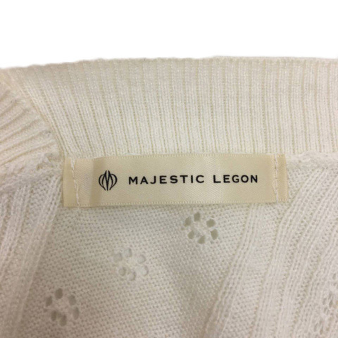 MAJESTIC LEGON(マジェスティックレゴン)のマジェスティックレゴン カーディガン ニット 透かし編み 五分袖 M 白 レディースのトップス(カーディガン)の商品写真