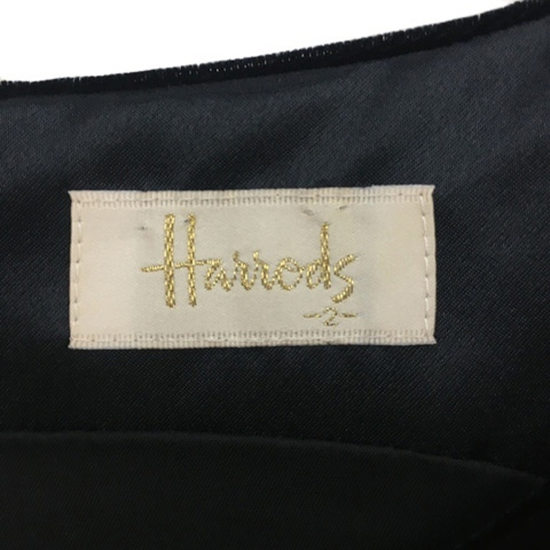 Harrods(ハロッズ)のハロッズ ワンピース フレア 膝丈 ベロア調 シルク ノースリーブ 2 黒 レディースのワンピース(ひざ丈ワンピース)の商品写真