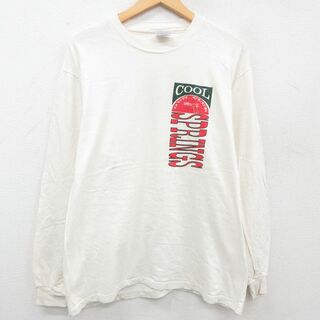 ヘインズ(Hanes)のXL★古着 ヘインズ Hanes 長袖 ビンテージ Tシャツ メンズ 00年代 00s SPRINGS 銃 コットン クルーネック 生成り 23jul17 中古(Tシャツ/カットソー(半袖/袖なし))